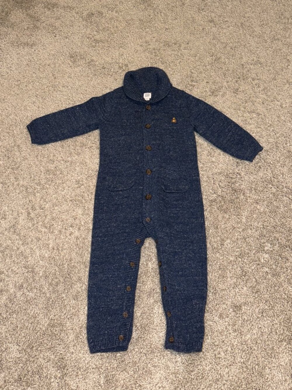 Baby Gap Blue Knit Sweater Jumpsuit - Size 18-24 Mo